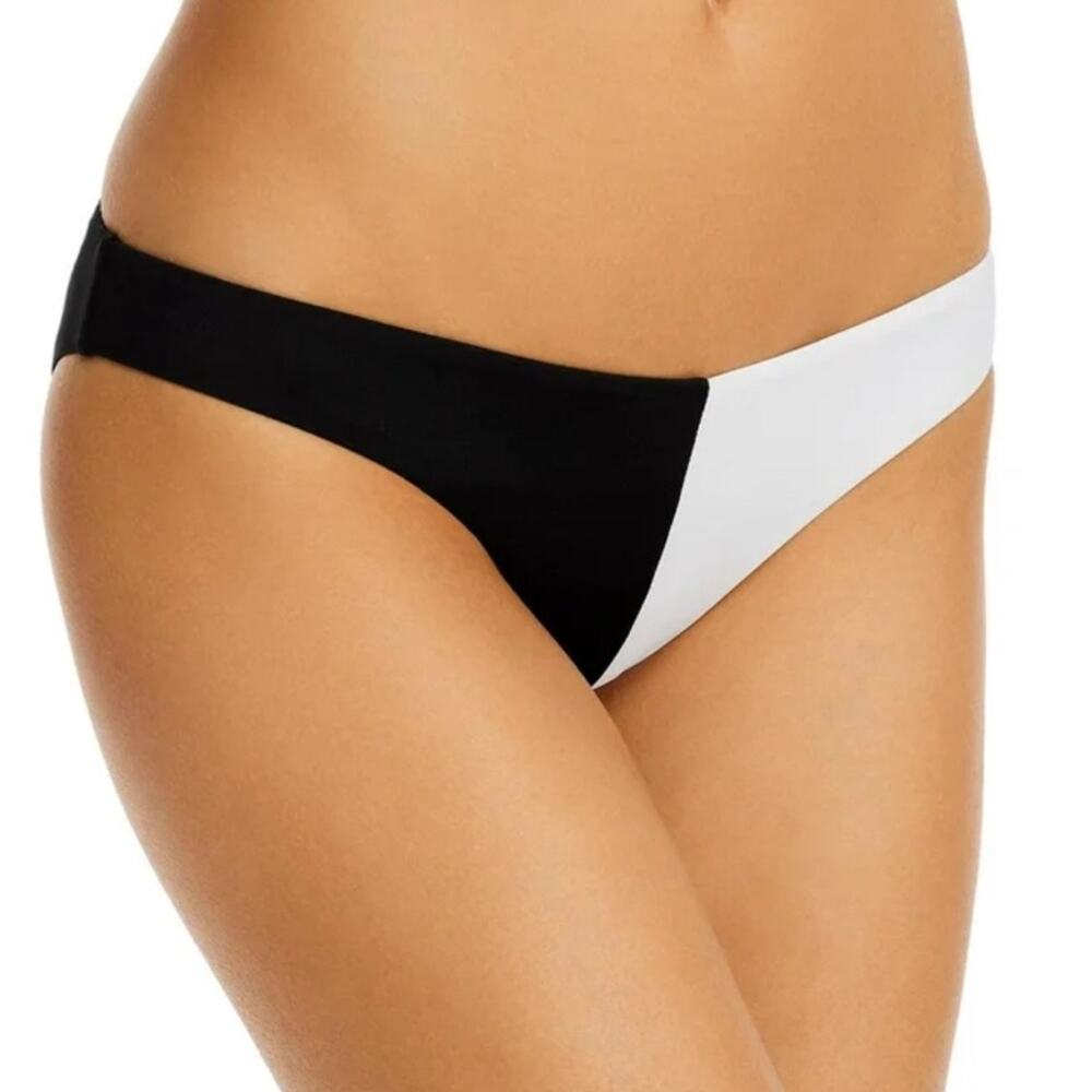 Aqua Swim Bikini Bottom Hipster Colorblocked Black White Size M